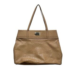 Kate Spade Tan Windsor Square Gabrielle Ostrich Embossed Leather Tote Bag